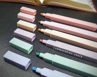 Bible Highlighters - Muted Pastel Bible Highlighter Set - No Bleed Through Highlighters - Bible Safe Markers - Quick Dry Highlighters - Gif