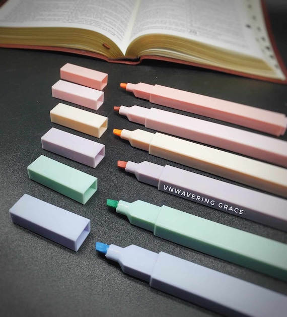 Bible Highlighters - Muted Pastel Bible Highlighter Set - No Bleed Through Highlighters - Bible Safe Markers - Quick Dry Highlighters - Gif