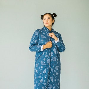 The Beijing Quilted Coat Blue Floral image 3