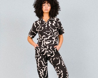 Nieuw! Middernacht gezichten jumpsuit | Jumpsuit met print | Overall | Rompertje | Zwarte jumpsuit