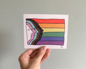 Pride Flag Postcards 8pk | Progressive flag | Trans Lives Matter | Gay Pride | LGBTQ+