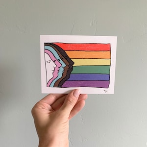 Pocztówki z flagą dumy 8 szt. | Flaga progresywna | Życie osób transseksualnych ma znaczenie | Duma gejowska | LGBTQ+