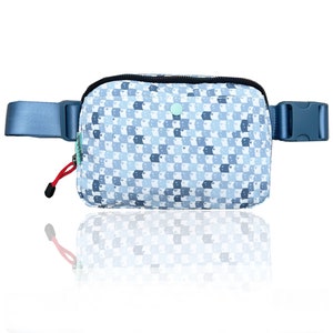 New Blue Multi-Check Face Fanny Pack Bum Bag Checkered bag Recycled Nylon Rainbow Multi-check belt bag image 1
