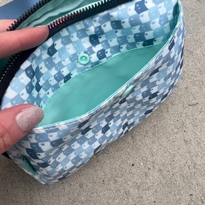 New Blue Multi-Check Face Fanny Pack Bum Bag Checkered bag Recycled Nylon Rainbow Multi-check belt bag zdjęcie 10