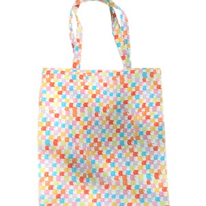 The Perfect Tote, Rainbow Check Faces Tote Bag, recycled canvas, grocery bag, book bag, image 3