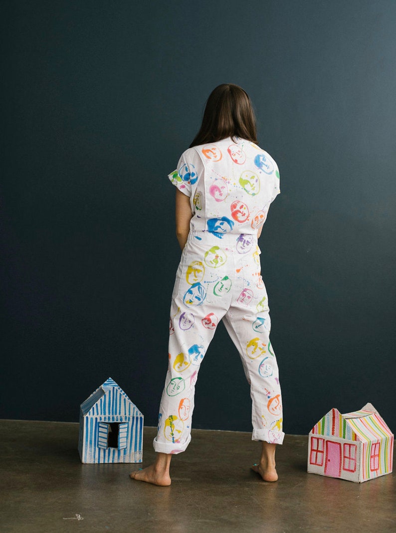 Handpainted Jumpsuit Rainbow Faces Etsy 2020 Design Awards Etsy