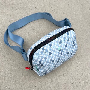 New Blue Multi-Check Face Fanny Pack Bum Bag Checkered bag Recycled Nylon Rainbow Multi-check belt bag image 7
