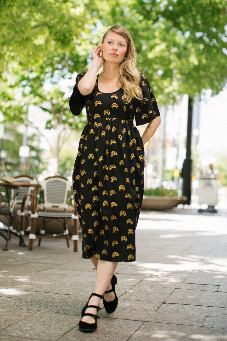 Flutter Sleeve Croissant Dress | Vintage Sun Dress | Summer