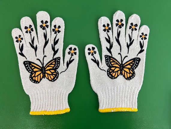 Monarch Butterfly Gardening Gloves: Floral Cotton Blend
