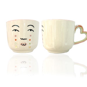 Gestreifte Gesichter Tasse Herz-Griff Kaffeebecher Tear Drop Mug