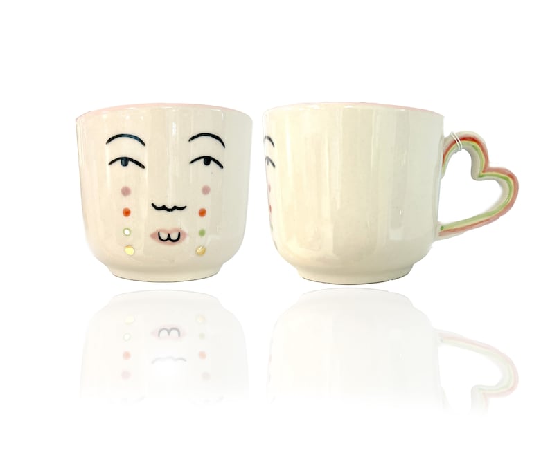 Tasse avec visage en forme de larme Poignée coeur Cadeau de Saint-Valentin Tasse à café unique Tear Drop Mug