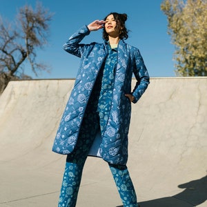 The Beijing Quilted Coat Blue Floral image 9