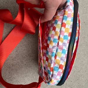 New Rainbow Multi-Check Face Fanny Pack Bum Bag Checkered bag Rainbow Multi-check belt bag image 9