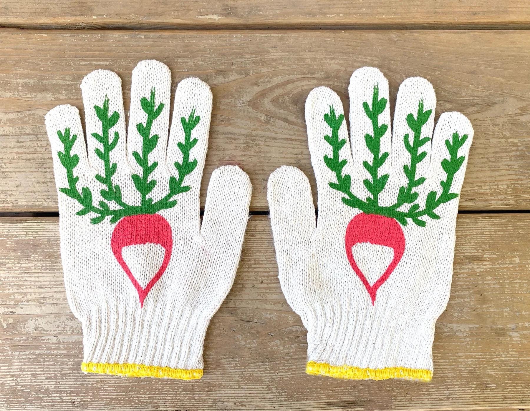 Radish Gardening Gloves Screen-printed cotton Veggie Gardener Gift Homestead Gloves