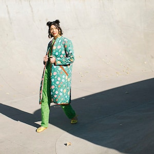 The Beijing Quilted Coat Green Floral image 10