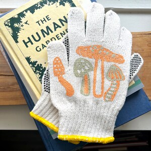 New Gold Orange Mushroom Gardening Gloves image 3