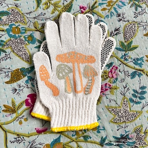 New Gold Orange Mushroom Gardening Gloves image 2