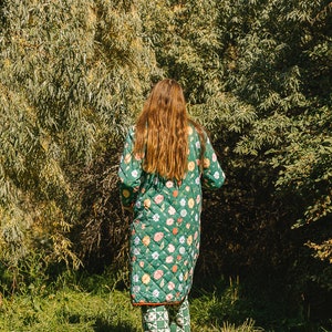 The Beijing Quilted Coat Green Floral image 7