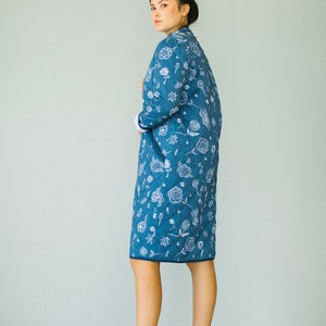 The Beijing Quilted Coat Blue Floral image 8