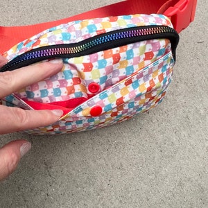 New Rainbow Multi-Check Face Fanny Pack Bum Bag Checkered bag Rainbow Multi-check belt bag image 8