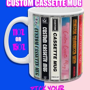 Custom Cassette Album Cover Ceramic Mug | Music Lover Gift | Retro 80s 90s Mixtape Coffee Cup | 11oz or 15oz Personalized Playlist