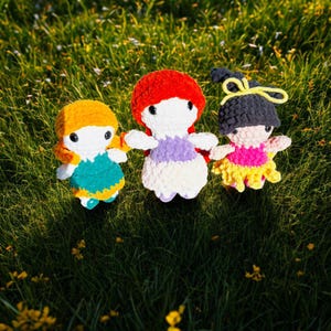 Princess Peek-a-Boo Pixies Crochet Amigurumi Princess Dolls Handmade Fairy Tale Plushies Cute Princess Toy Gift Collectible Princess Figures