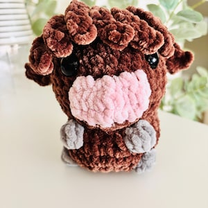 Cute Mini Cow Crochet Plush, Tiny Cow, Baby Cow Amigurumi Toy, Desk Buddy, Highland Cow, Stuffed Animal