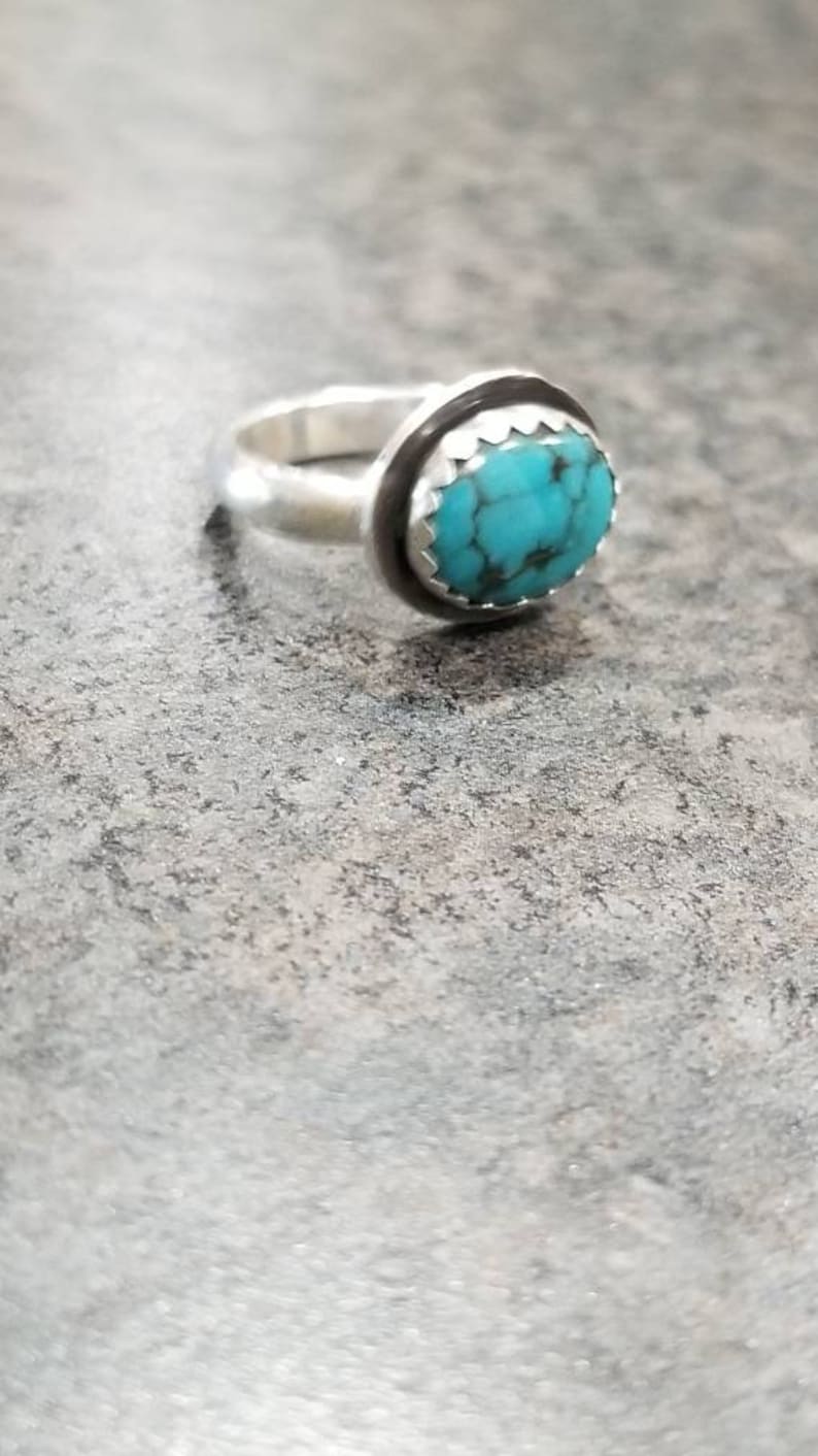 Blue Turquoise and Sterling Silver size 2 12 ring.