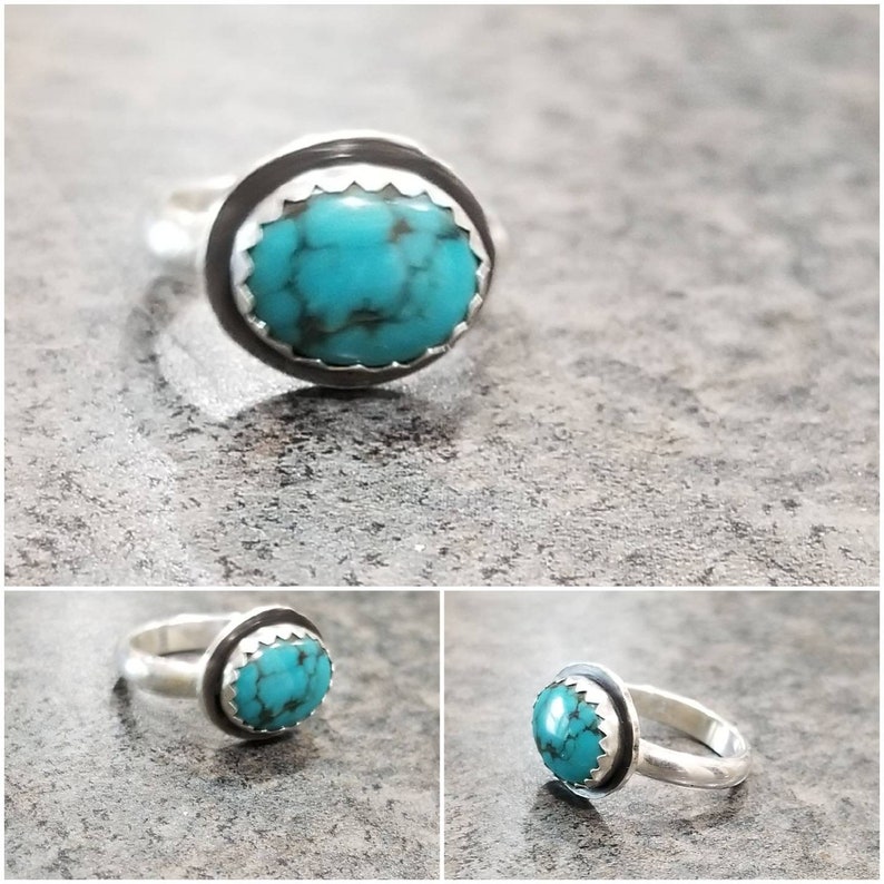 Blue Turquoise and Sterling Silver size 2 12 ring.