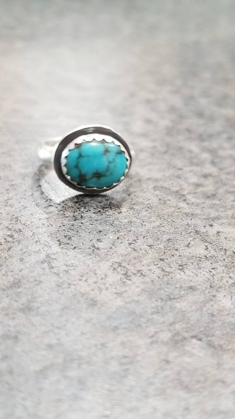 Blue Turquoise and Sterling Silver size 2 12 ring.
