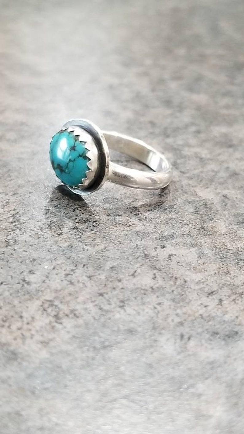 Blue Turquoise and Sterling Silver size 2 12 ring.