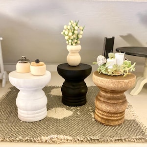 1:12 Scale Modern Dollhouse Side Table –  Wood Miniature Decor