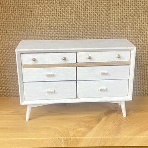 Mini 6 Drawer Dresser Furniture l 1:12 Scale Dollhouse Miniatures l Modern Miniatures l by JoDearingDesigns