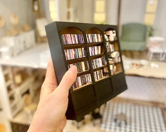 Miniature Dollhouse Bookcase 1:12 Scale | Modern Display Shelf | Mini Bookshelf Decor