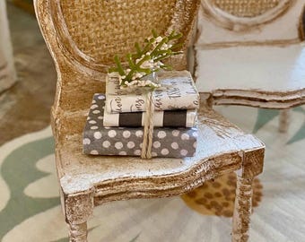 Miniature Book Set, 1:12 Scale Dollhouse Decor