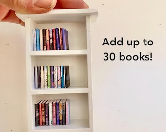 1:12 Scale Dollhouse Bookcase with Books – Miniature Shelf, Modern Dollhouse Furniture