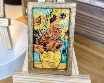 Miniatur Van Gogh Drucke in Goldrahmen im Maßstab 1:12