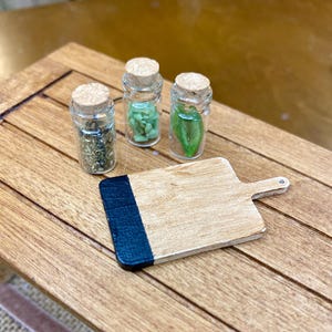 Mini Cutting Board and Jars Decor l 1:12 Scale Modern Dollhouse Miniatures l JoDearingDesigns
