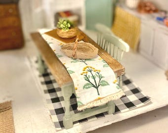 Miniature Table Runner, 1:12 Scale Modern Dollhouse Decor