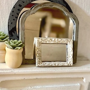 1:12 Scale Miniature Mirror, Off-White Frame Wall Decor