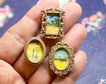 Gold Dollhouse Miniature Frames, 1:12 Scale Art Decor