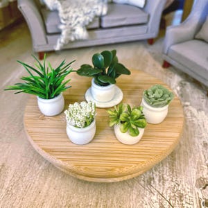 Miniature Potted Faux Plants, 1:12 Scale Dollhouse Decor