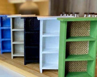 1:12 Scale Dollhouse Bookcase with Books – Miniature Shelf, Modern Dollhouse Furniture