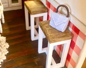 Dollhouse Miniature Bar Stool, Painted Furniture 1:12 Scale