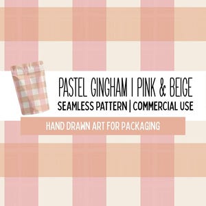 Pastel Gingham Cottagecore Seamless Pattern, Soft Girl Check Packaging Design, Commercial Use Surface Pattern for Branding