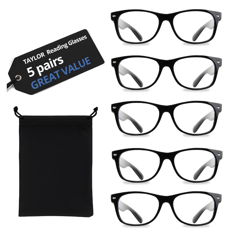 EYEBOGO Taylor 5-Pack Designer Wayfarer Reading Glasses for Men and Women image 2