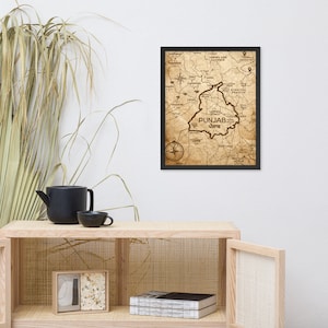 Punjab Karte Poster | Punjabi Wandkunst | Punjab Indien Dekor | Punjabi Kunstdruck | Einzigartige Punjab Malerei | Punjabi Alphabet & Erbgeschenk