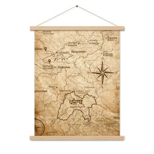 Alte Punjab Karte Poster | Alte Punjabi Wand Kunst | Alte Punjab Indien Dekoration | Punjabi Kunstdruck | Einzigartige Punjab Malerei | Punjabi Erbsgeschenk