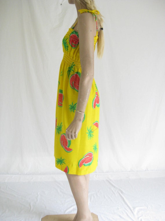 Vintage 70's Pineapple Print Boho Sundress. Size … - image 3