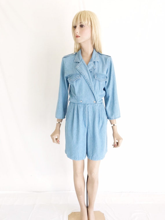 Vintage 80’s Denim Romper. Women’s Small